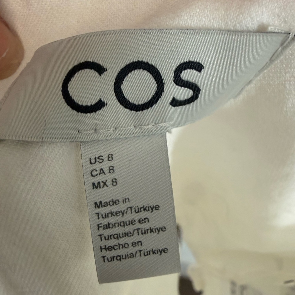 COS White Structured Cropped Tank Top Square Neck Zip Back Women’s 8 - Picture 4 of 4